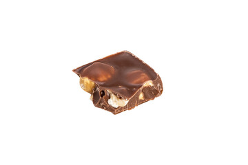 Poster - piece of chocolate with peanuts isolated on white background