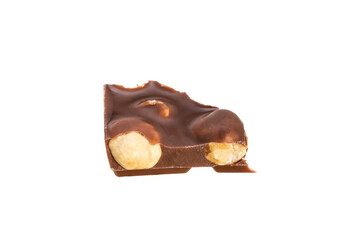 Sticker - piece of chocolate with peanuts isolated on white background