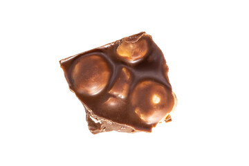 Poster - piece of chocolate with peanuts isolated on white background