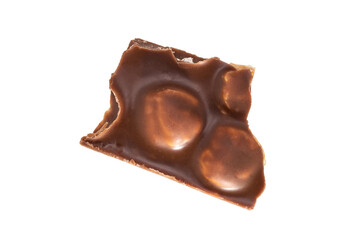 Poster - piece of chocolate with peanuts isolated on white background