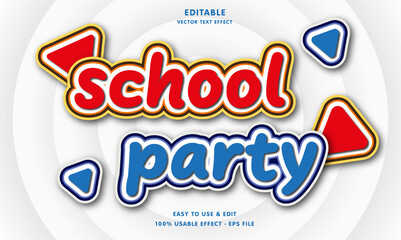 Poster - school party editable text effect with modern and simple style, usable for logo or campaign title