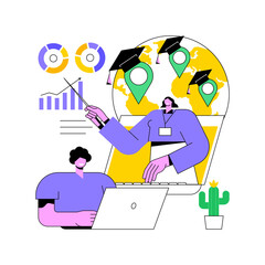Poster - Global online education abstract concept vector illustration. E-learning tools, internet training webinar, digital course, remote education, individual learning plan, access abstract metaphor.