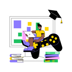 Wall Mural - Educational game abstract concept vector illustration. Gaming education platform, gamified learning system, play and learn, magnetic constructor, playing kids, intellectual toys abstract metaphor.