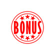 Red bonus sign icon isolated on white background