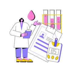 Poster - Diabetes exam results abstract concept vector illustration. Blood sugar level test, lab tube, health checkup, laboratory result, glucose monitor, chronic disease treatment abstract metaphor.
