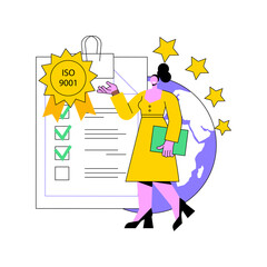 Poster - Standard for quality control abstract concept vector illustration. Quality standard control, international certification, material testing, scientific service, requirements abstract metaphor.