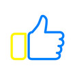 Thumbs up hand gesture blue and yellow
