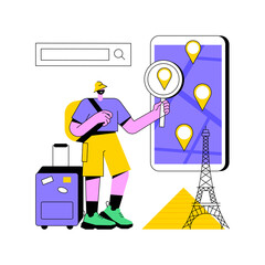 Poster - tour navigator abstract concept vector illustration. travel guide mobile app, smart trip navigation 