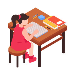 Sticker - Homeschooling Girl Workplace Composition