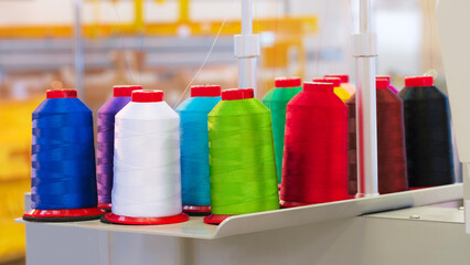 Aufkleber - Colorful reels of threads industry background, Spools of colored cotton thread, ordered composition