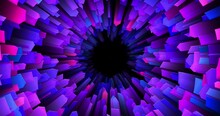 Abstract Animation With A Spinning, Shifting Tunnel Of Crystal-like Bars That Radiate Inward