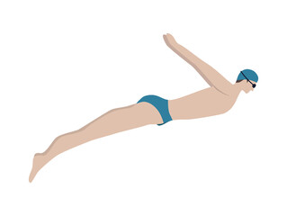 Wall Mural - Jumping Swimmer Man Composition