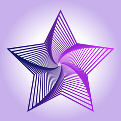 Poster - Twisted colored lines of a pentagonal star. Vector 3d tunnel made of a geometric shape. Abstract graphic spiral on a light background.