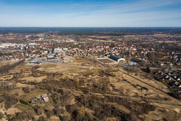 Wall Mural - Aerial view of Kuldiga town in sunny spring day, Latvia.