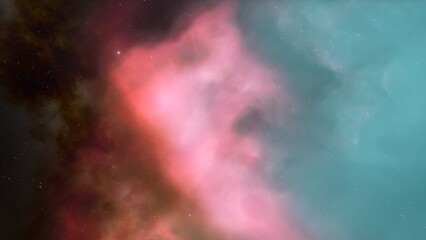 nebula gas cloud in deep outer space, science fiction illustrarion, colorful space background with stars 3d render