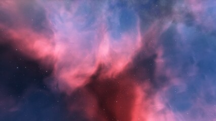 nebula gas cloud in deep outer space, science fiction illustrarion, colorful space background with stars 3d render