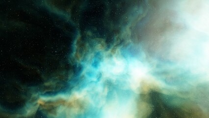 nebula gas cloud in deep outer space, science fiction illustrarion, colorful space background with stars 3d render