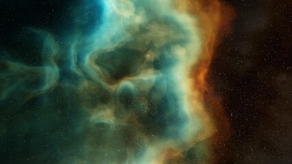 nebula gas cloud in deep outer space, science fiction illustrarion, colorful space background with stars 3d render