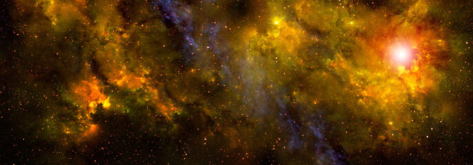 Wall Mural - abstract space background with starry sky and colorful nebula