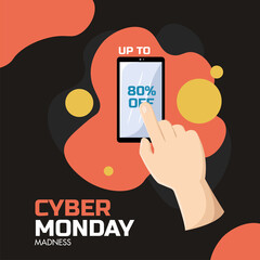 Canvas Print - Colored cyber monday poster Sale promotion Vector