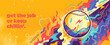 Colorful baseball banner design in abstract style with ball and various splashing shapes. Vector illustration.
