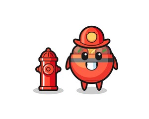 Sticker - Mascot character of meatball bowl as a firefighter