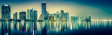 Miami Downtown Panorama At Night, Florida