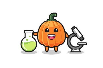 Poster - Mascot character of pumpkin as a scientist