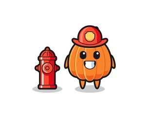 Sticker - Mascot character of pumpkin as a firefighter