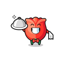 Sticker - Character mascot of rose as a waiters