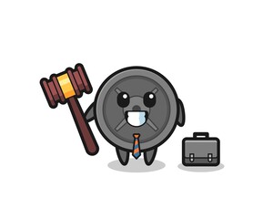 Wall Mural - Illustration of barbell plate mascot as a lawyer