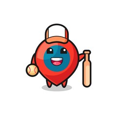 Poster - Cartoon character of location symbol as a baseball player