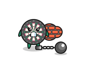 Sticker - Character mascot of dart board as a prisoner