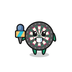 Poster - Character mascot of dart board as a news reporter