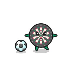 Sticker - Illustration of dart board cartoon is playing soccer