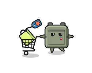 Sticker - school bag illustration cartoon with a shopping cart