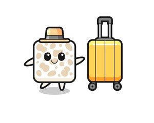 Sticker - tempeh cartoon illustration with luggage on vacation