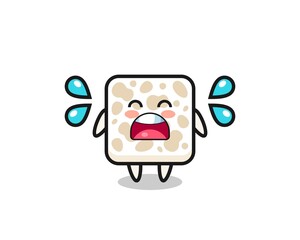 Sticker - tempeh cartoon illustration with crying gesture