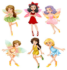 Canvas Print - A set of lovely fairy on white background