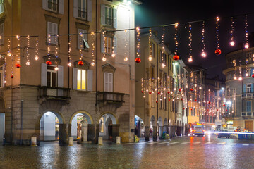 Wall Mural - Streets of Bergamo during Christmastime. City in northern Italy.