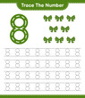 © Pure Imagination - Trace the number. Tracing number with Ribbon. Educational children game, printable worksheet, vector illustration