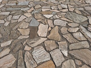 Stone pavement in riverside park