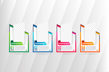 Poster - Vector colorful Infographic typographic timeline report template with the biggest milestones, photos, steps and description. vertical version