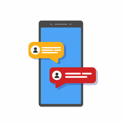 Poster - Mobile phone screen messaging text boxes bubbles.