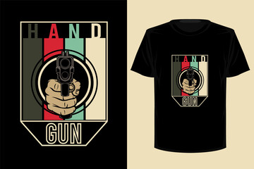 Sticker - Hand gun retro vintage t shirt design