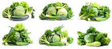 Fresh Green Vegetables On White Background