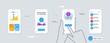 © blankstock - Set of Cloud share, 360 degrees and Medical prescription line icons. Phone ui interface. Include Timeline, Monitor, Fake news icons. Fingerprint lock, Clipboard, Laptop web elements. Vector