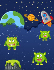 Wall Mural - space element on space template