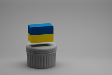 Poster - Beautiful abstract illustrations Ukrainian flag symbol icons on a column and wonderful background. 3d rendering illustration. Background pattern for design.