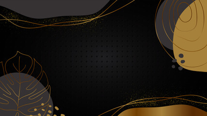 Wall Mural - black and gold background abstract geometric shapes luxury design wallpaper.realistic layer metallic
